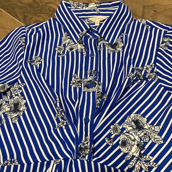 VTG Stella Tweed striped floral dress (M) - Picture 2 of 4